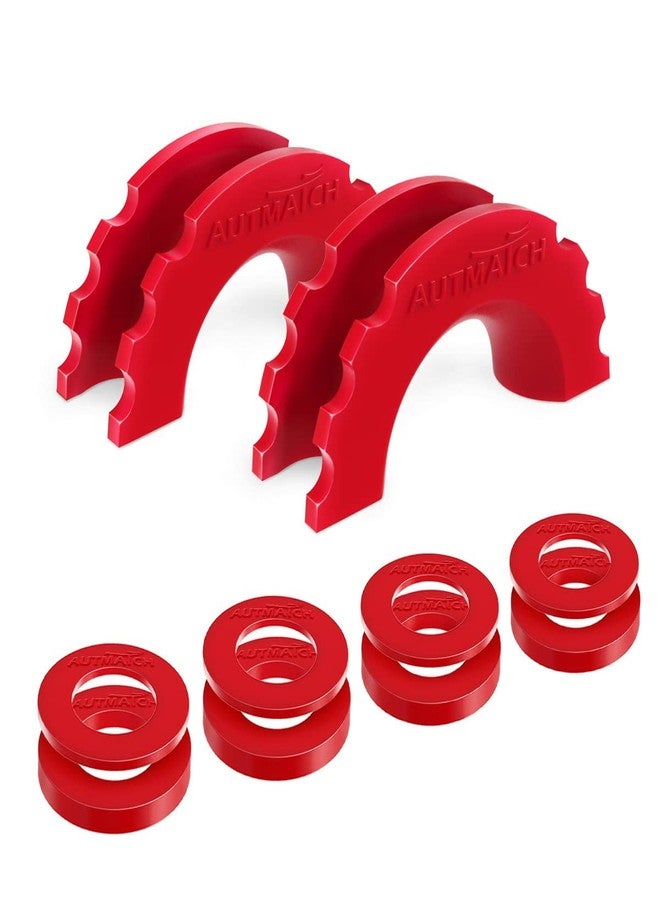 AUTMATCH D Ring Shackle Isolators Washers Kit - 2 Rubber Shackle Isolators with 8 Washers, Fits 3/4 Shackles Protect and Prevents Rattling, Shackle Cover Red - Image 1